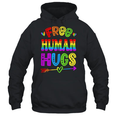 Free Human Hugs Rainbow LGBT Lesbian Gay Pride Trans Retro Shirt & Tank Top | teecentury