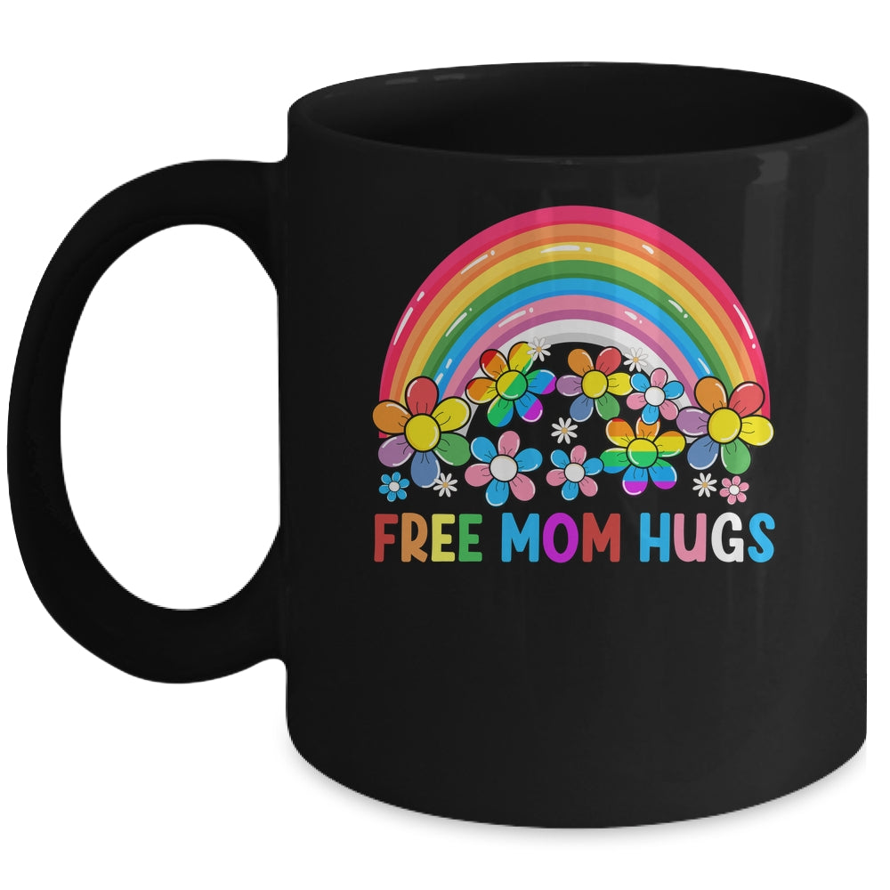 Free Mom Hugs LGBT Gay Lesbian Transgender Pride Rainbow Mug | teecentury