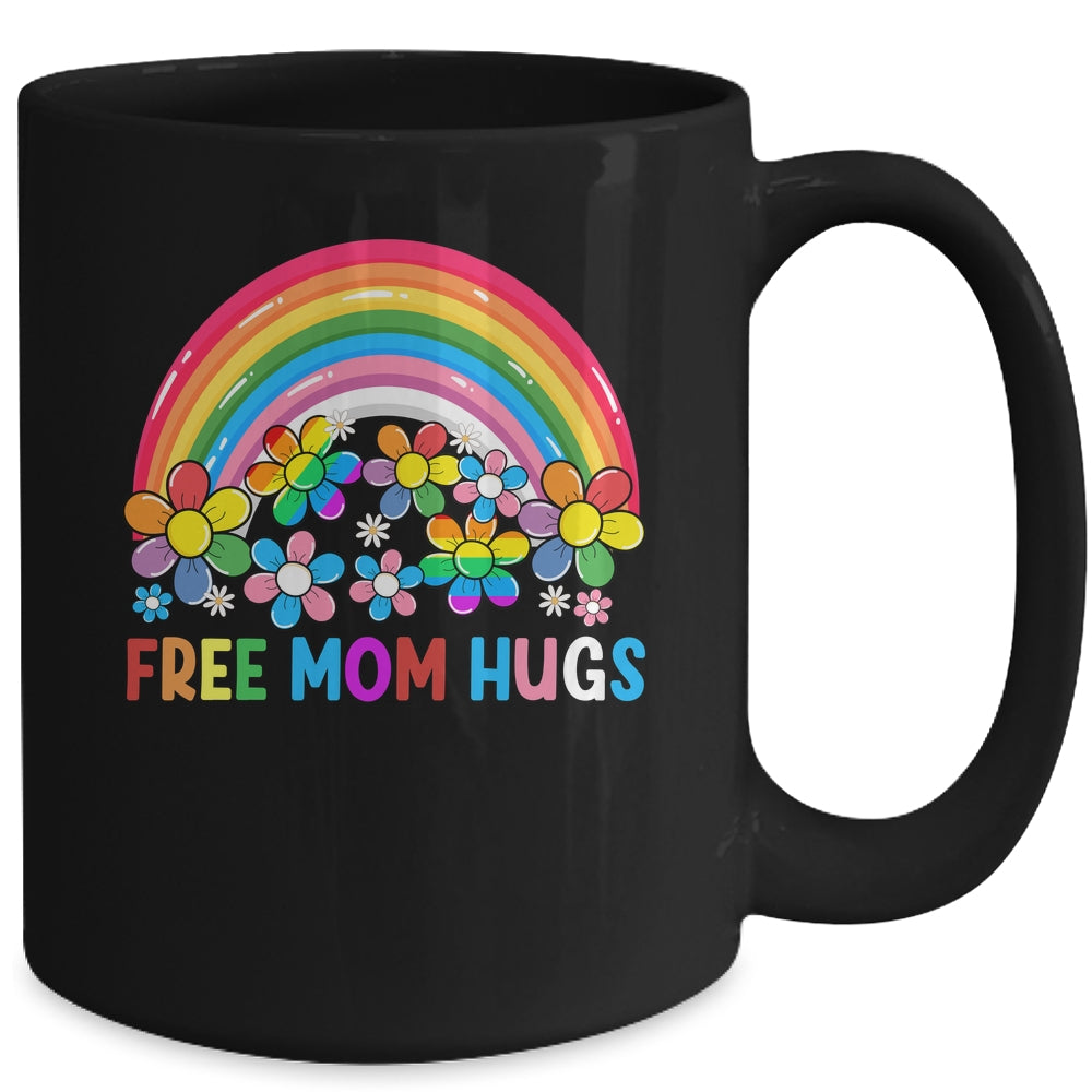 Free Mom Hugs LGBT Gay Lesbian Transgender Pride Rainbow Mug | teecentury
