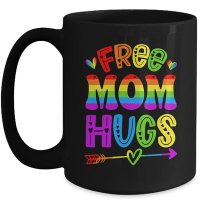 Free Mom Hugs Rainbow LGBT Lesbian Gay Pride Trans Retro Mug | teecentury