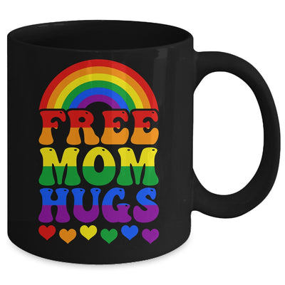 Free Mom Hugs Rainbow LGBT Lesbian Gay Trans Pride Groovy Mug | teecentury