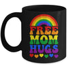Free Mom Hugs Rainbow LGBT Lesbian Gay Trans Pride Groovy Mug | teecentury