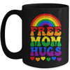 Free Mom Hugs Rainbow LGBT Lesbian Gay Trans Pride Groovy Mug | teecentury