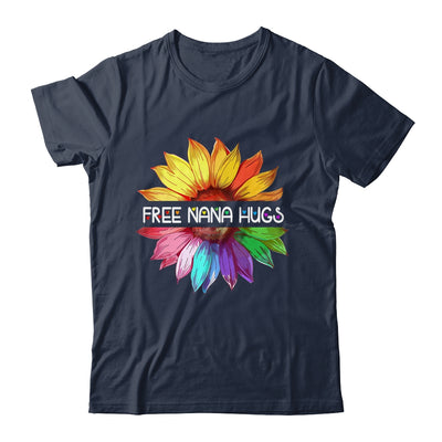 Free Nana Hugs LGBTQ LGBT Pride Daisy Rainbow Flower Shirt & Tank Top | teecentury