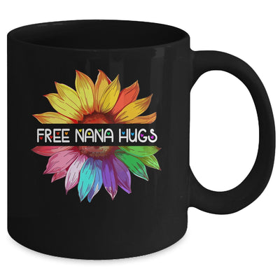 Free Nana Hugs LGBTQ LGBT Pride Daisy Rainbow Flower Mug | teecentury