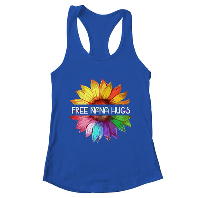 Free Nana Hugs LGBTQ LGBT Pride Daisy Rainbow Flower Shirt & Tank Top | teecentury