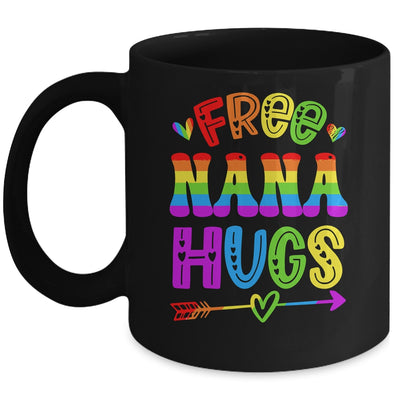 Free Nana Hugs Rainbow LGBT Lesbian Gay Pride Trans Retro Mug | teecentury