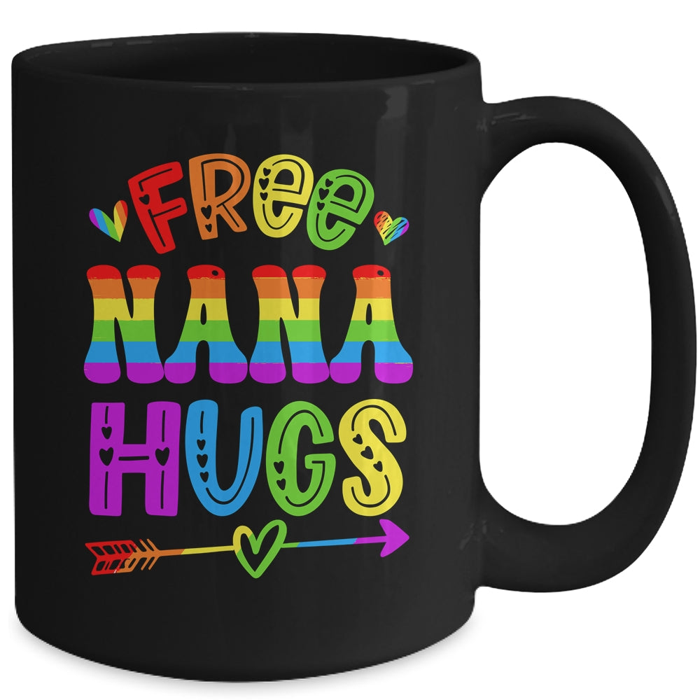 Free Nana Hugs Rainbow LGBT Lesbian Gay Pride Trans Retro Mug | teecentury