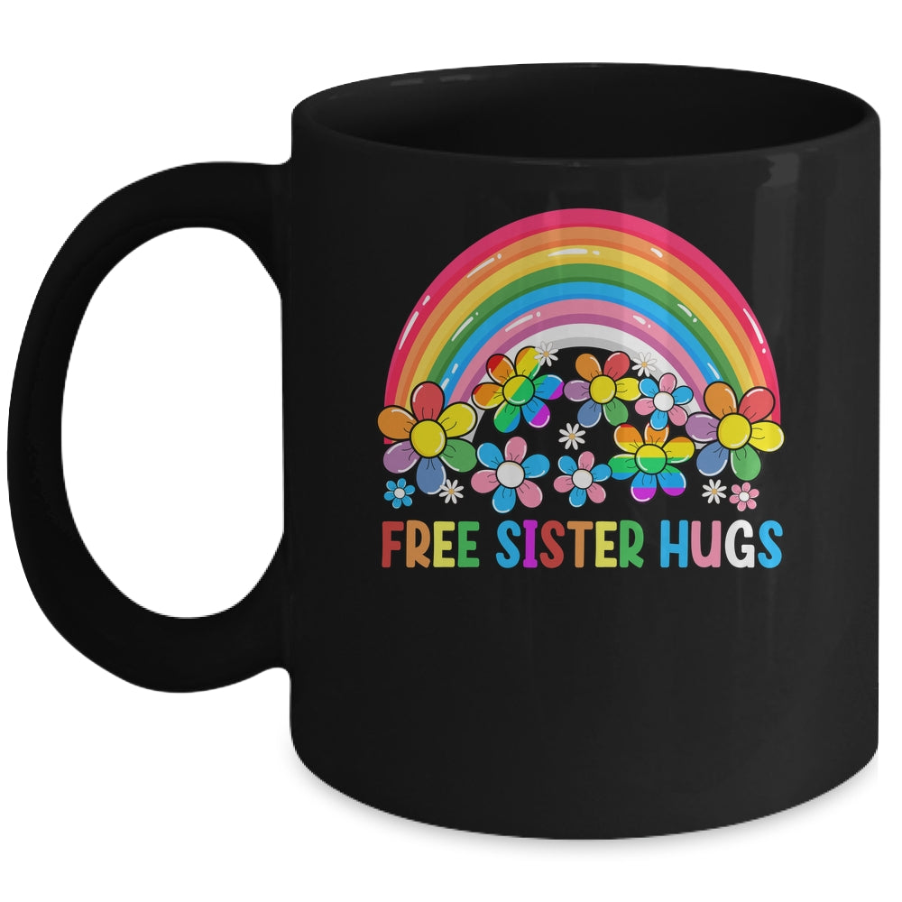 Free Sister Hugs LGBT Gay Lesbian Transgender Pride Rainbow Mug | teecentury