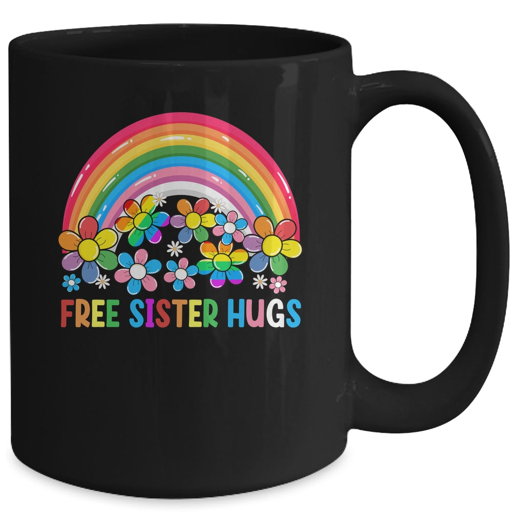 Free Sister Hugs LGBT Gay Lesbian Transgender Pride Rainbow Mug | teecentury