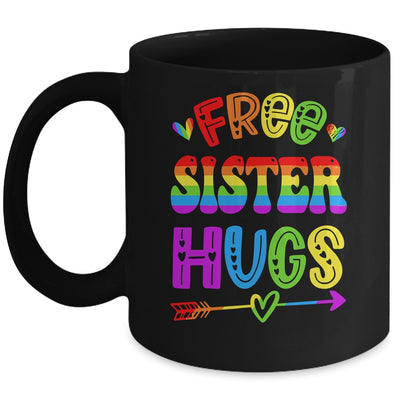 Free Sister Hugs Rainbow LGBT Lesbian Gay Pride Trans Retro Mug | teecentury