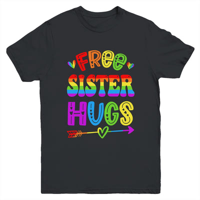 Free Sister Hugs Rainbow LGBT Lesbian Gay Pride Trans Retro Youth Shirt | teecentury