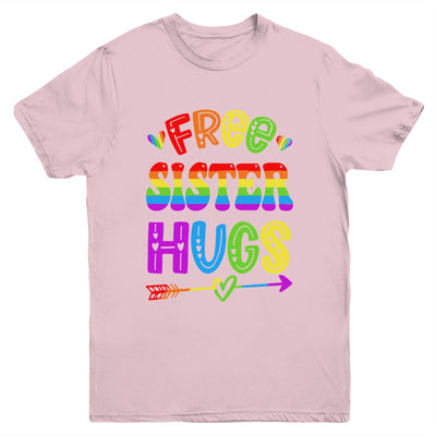 Free Sister Hugs Rainbow LGBT Lesbian Gay Pride Trans Retro Youth Shirt | teecentury