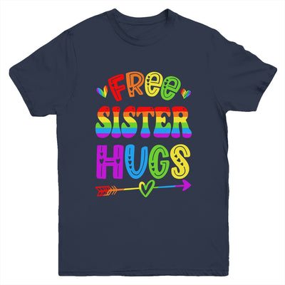 Free Sister Hugs Rainbow LGBT Lesbian Gay Pride Trans Retro Youth Shirt | teecentury