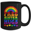 Free Sister Hugs Rainbow LGBT Lesbian Gay Trans Pride Groovy Mug | teecentury