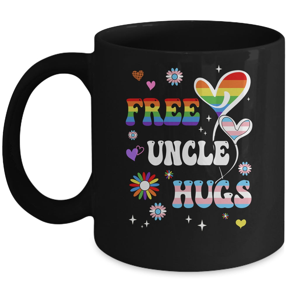 Free Uncle Hugs LGBT Gay Pride Transgender Rainbow Flag Mug | teecentury