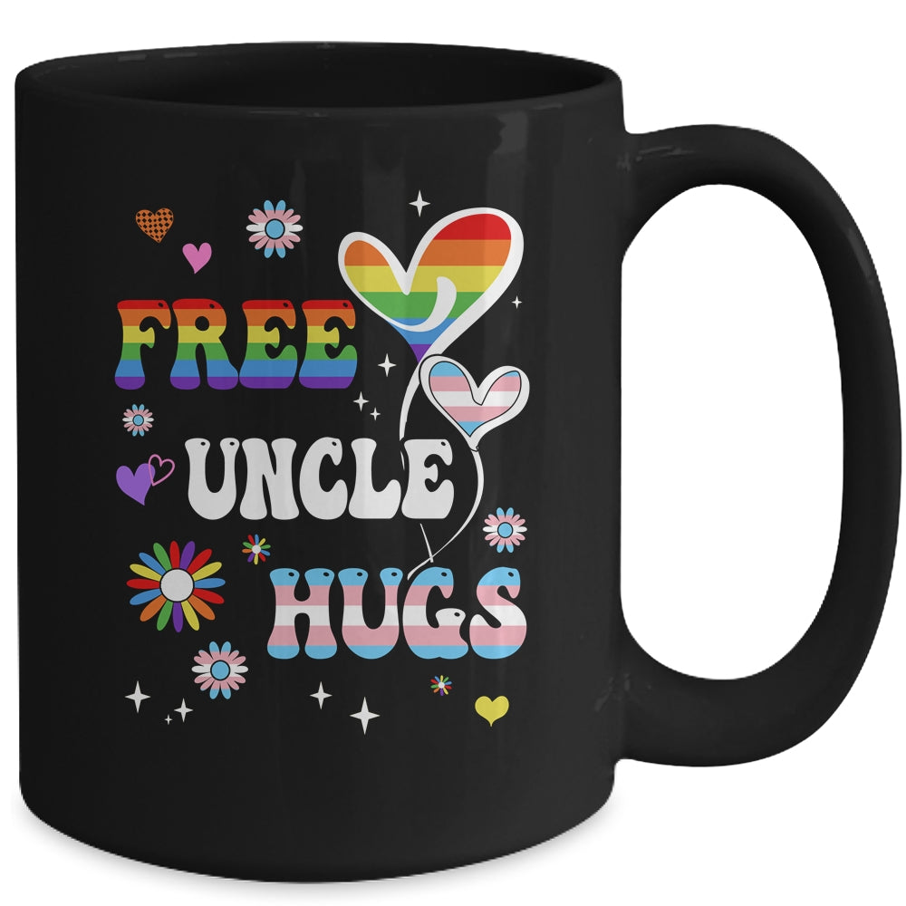 Free Uncle Hugs LGBT Gay Pride Transgender Rainbow Flag Mug | teecentury