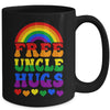 Free Uncle Hugs Rainbow LGBT Lesbian Gay Trans Pride Groovy Mug | teecentury