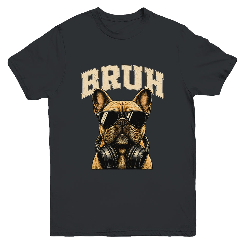 French Bulldog Bruh Youth Boys Funny Cute Dog Teen Kids Meme Youth Shirt | teecentury