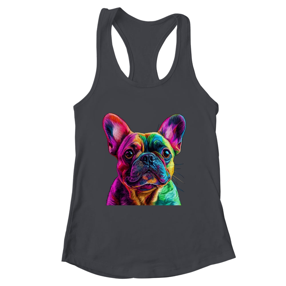 French Bulldog Dog Colorful Face Dog Lover Men Women Shirt & Tank Top | teecentury