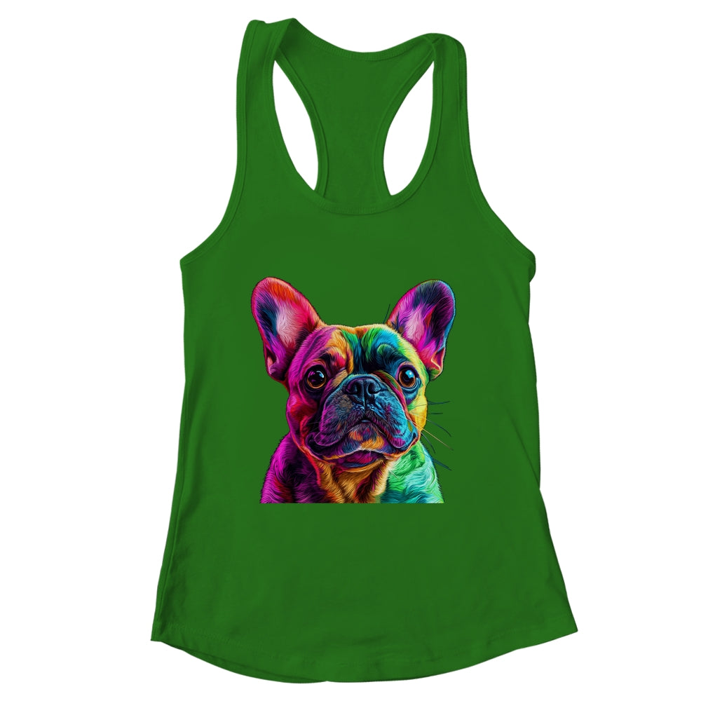 French Bulldog Dog Colorful Face Dog Lover Men Women Shirt & Tank Top | teecentury