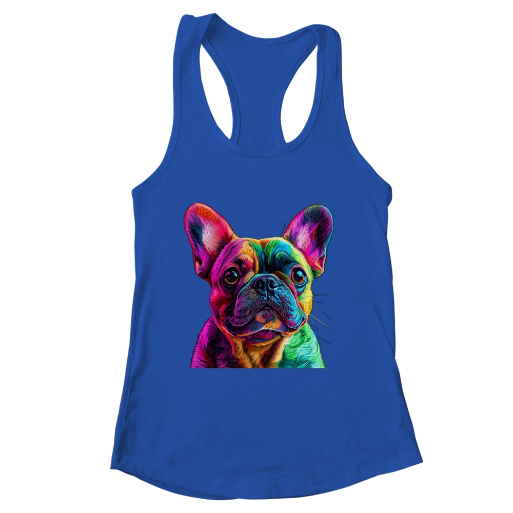 French Bulldog Dog Colorful Face Dog Lover Men Women Shirt & Tank Top | teecentury