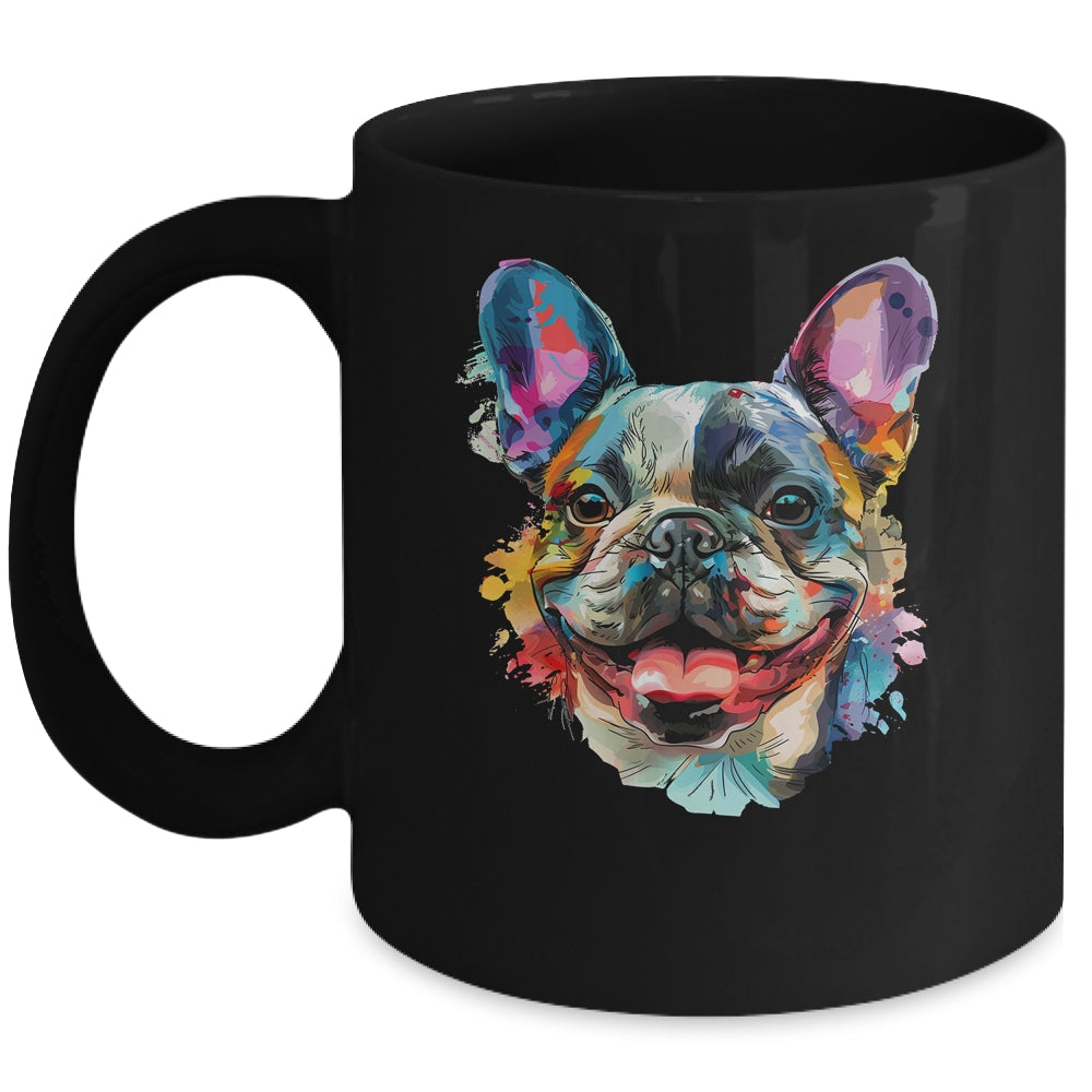French Bulldog Mom Lover Puppy Dog Watercolor Tie Dye Painting Mug | teecentury