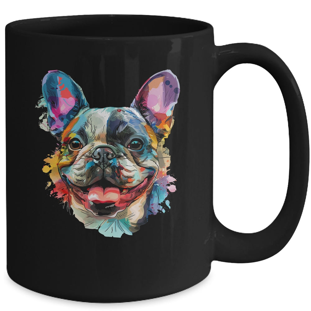 French Bulldog Mom Lover Puppy Dog Watercolor Tie Dye Painting Mug | teecentury