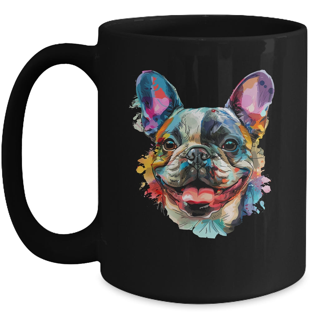 French Bulldog Mom Lover Puppy Dog Watercolor Tie Dye Painting Mug | teecentury