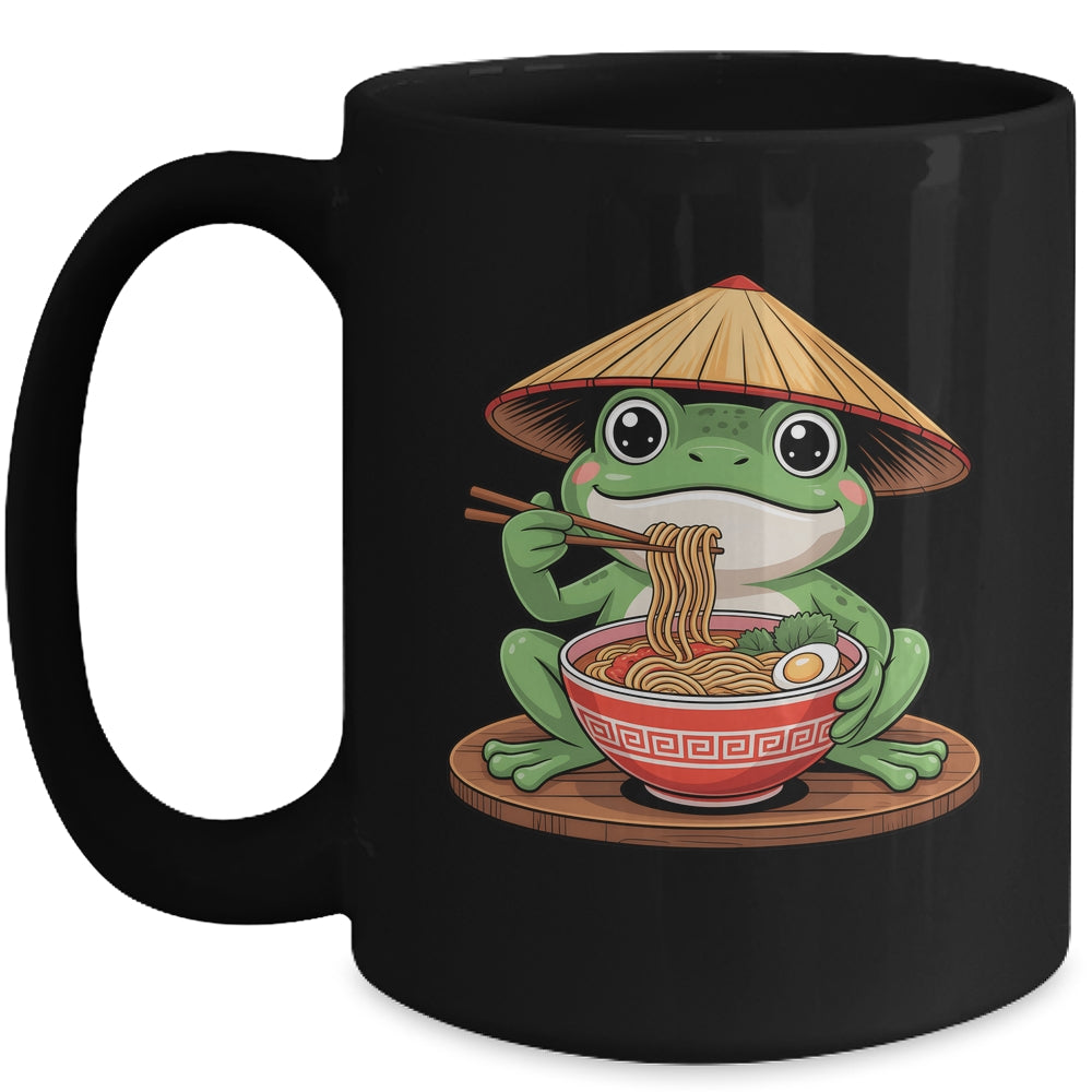 Frog Eating Ramen Kawaii Retro Japanese Noodles Anime Lovers Mug | teecentury