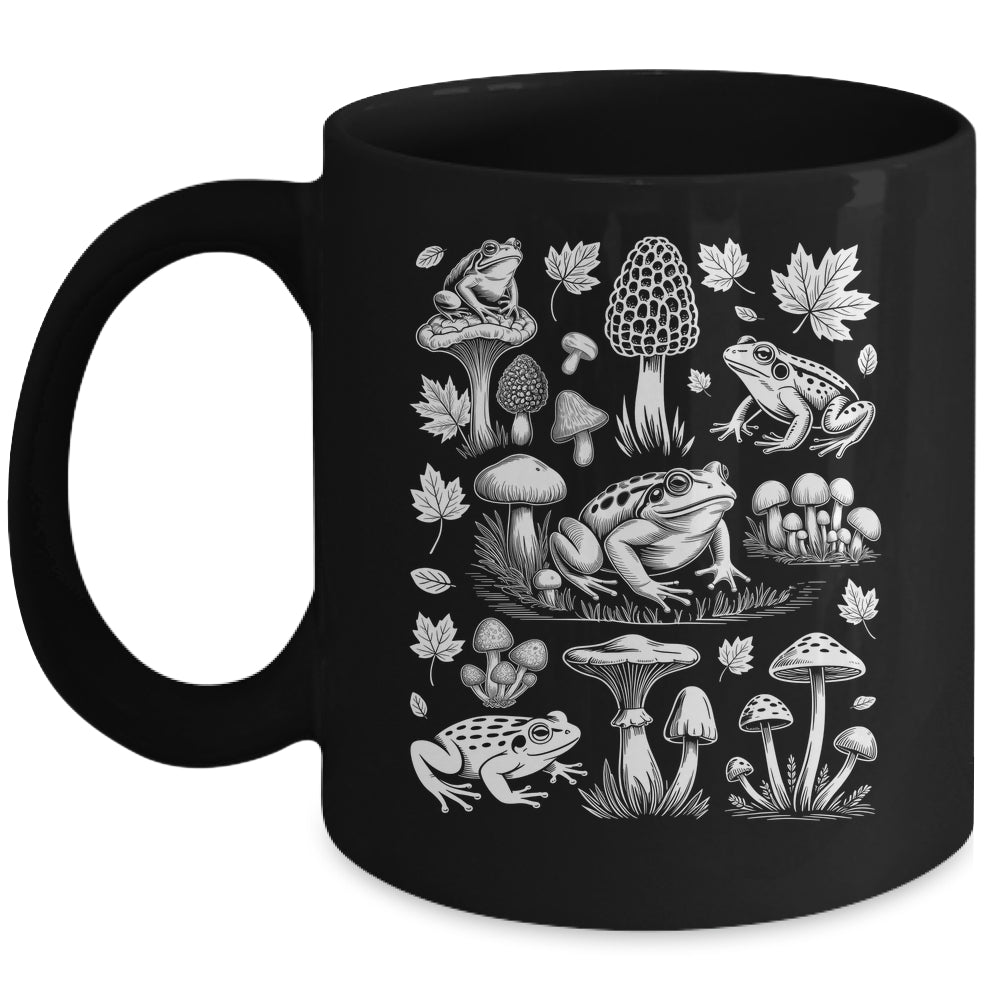 Frogs And Mushrooms Vintage Aesthetic Botanical Cottagecore Mug | teecentury