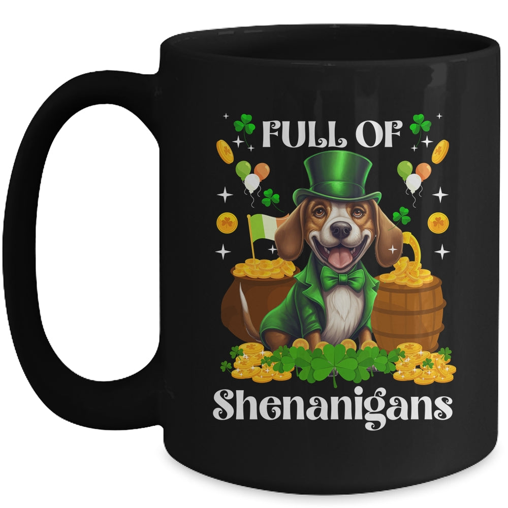 Full Of Shenanigans Beagle St Patrick's Day Dog Mug | teecentury