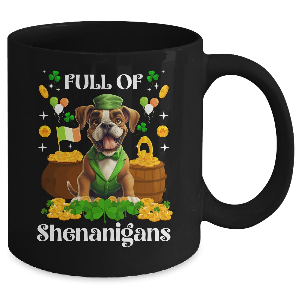 Full Of Shenanigans Boxer St Patrick's Day Dog Mug | teecentury
