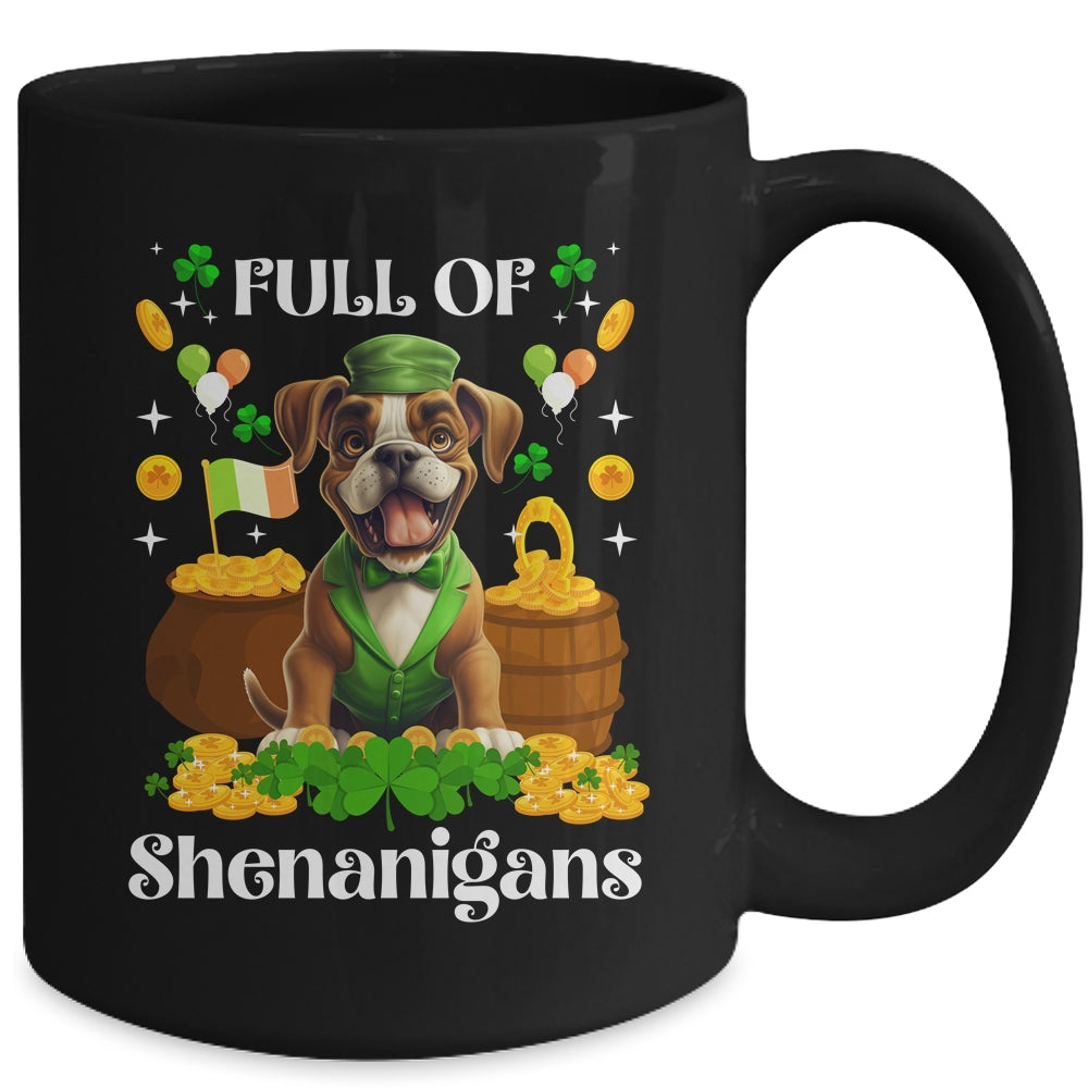 Full Of Shenanigans Boxer St Patrick's Day Dog Mug | teecentury