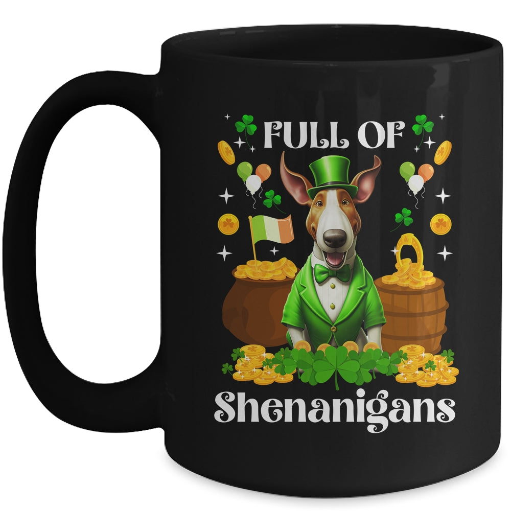 Full Of Shenanigans Bull Terrier St Patrick's Day Dog Mug | teecentury