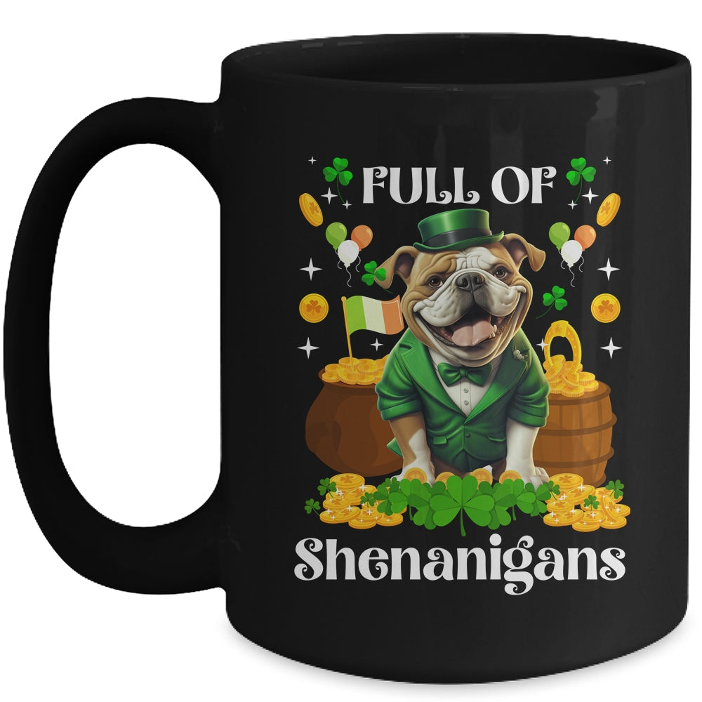 Full Of Shenanigans Bulldog St Patrick's Day Dog Mug | teecentury