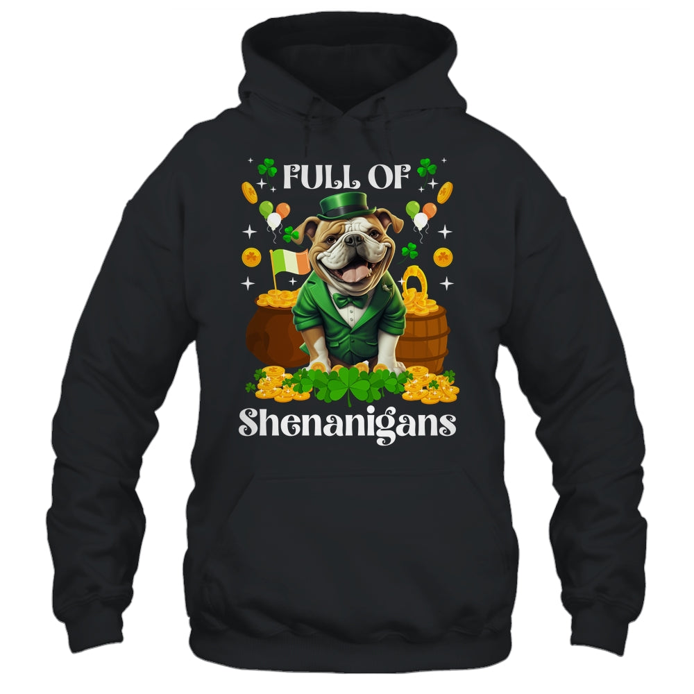 Full Of Shenanigans Bulldog St Patrick's Day Dog Shirt & Tank Top | teecentury