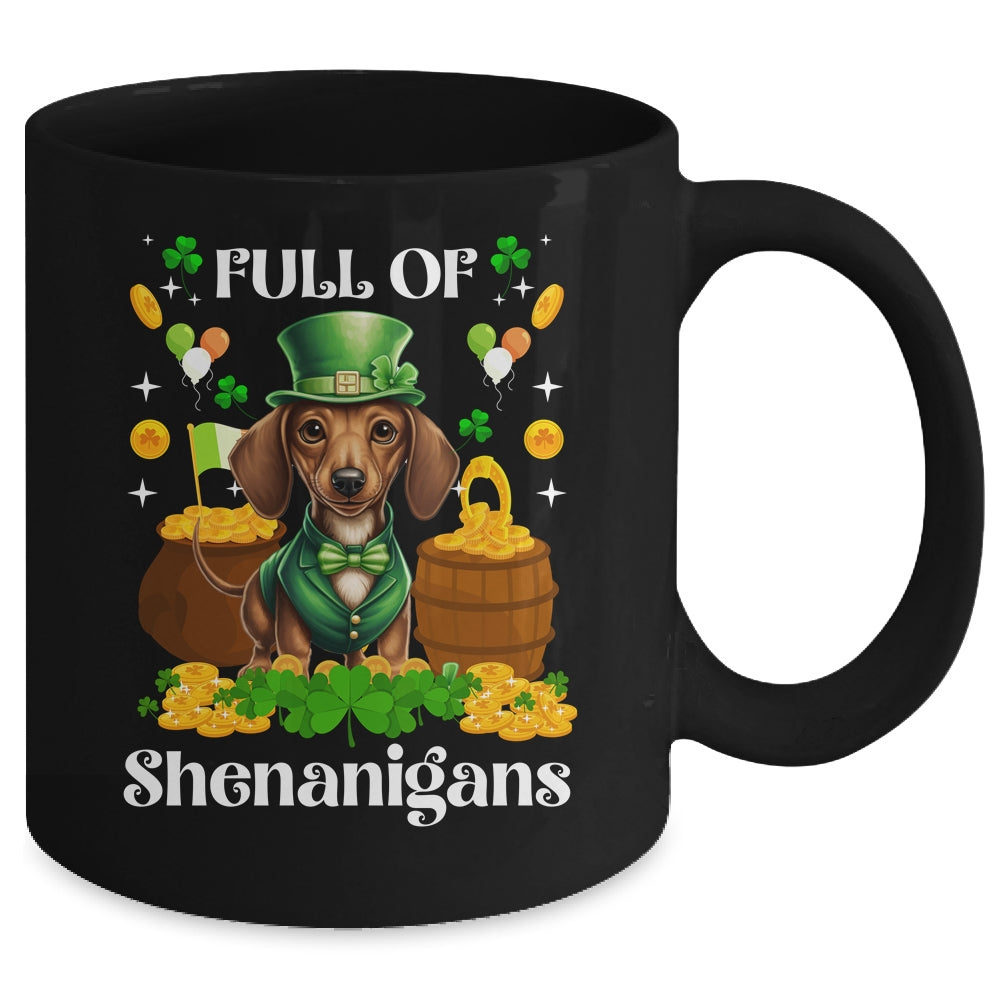 Full Of Shenanigans Dachshund St Patrick's Day Dog Mug | teecentury