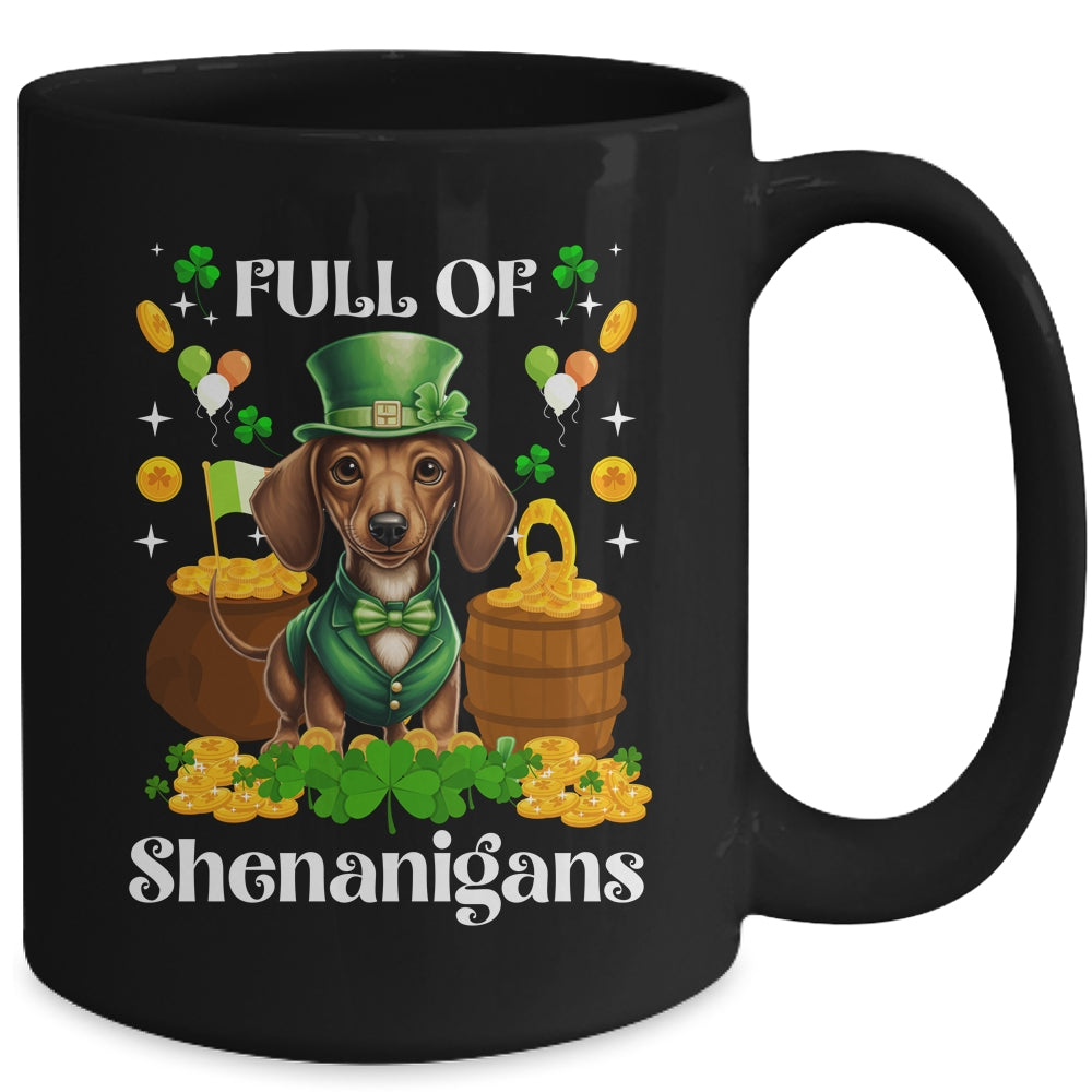 Full Of Shenanigans Dachshund St Patrick's Day Dog Mug | teecentury
