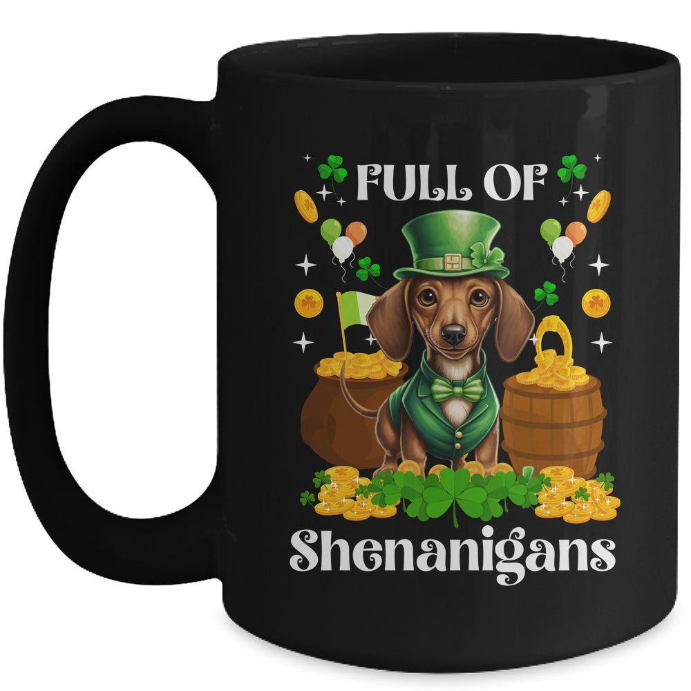 Full Of Shenanigans Dachshund St Patrick's Day Dog Mug | teecentury