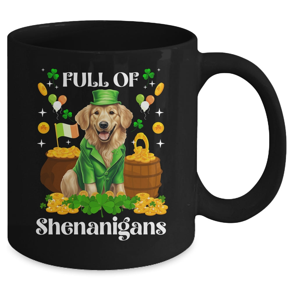 Full Of Shenanigans Golden Retriever St Patrick's Day Dog Mug | teecentury
