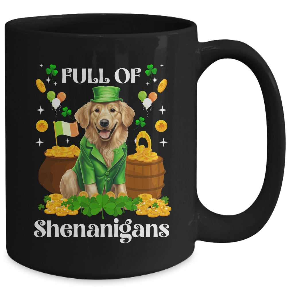 Full Of Shenanigans Golden Retriever St Patrick's Day Dog Mug | teecentury