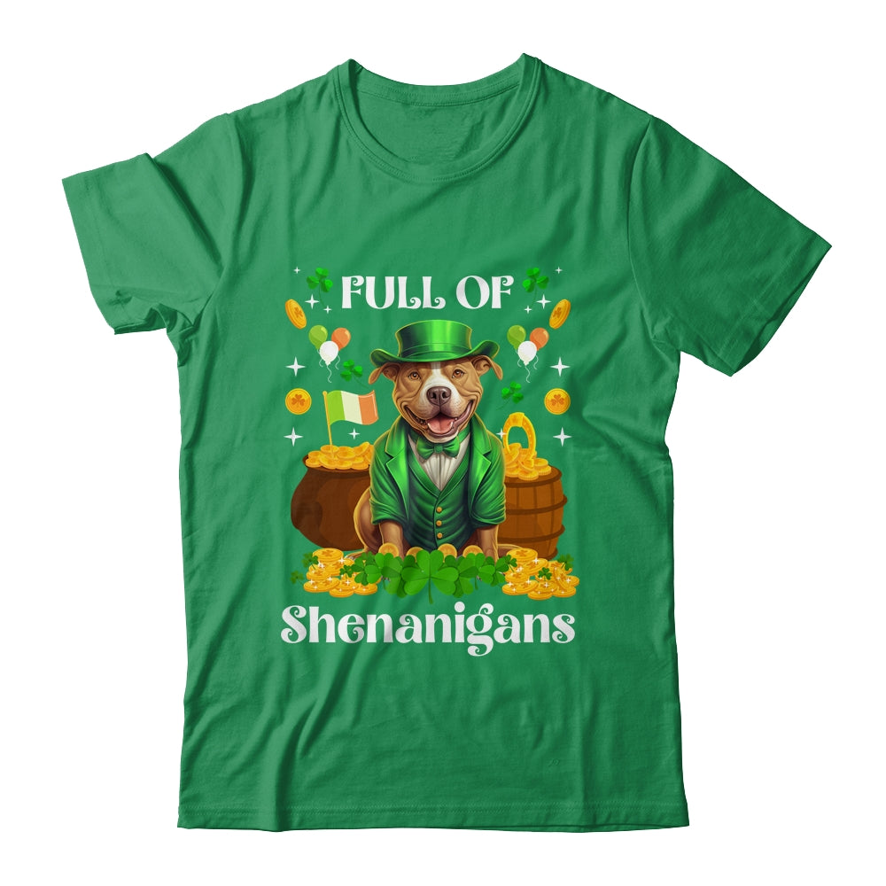 Full Of Shenanigans Pitbull St Patrick's Day Dog Shirt & Tank Top | teecentury