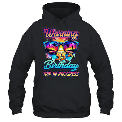 Funny 55 Years Old Warning 55th Birthday Trip In Progress Shirt & Tank Top | teecentury