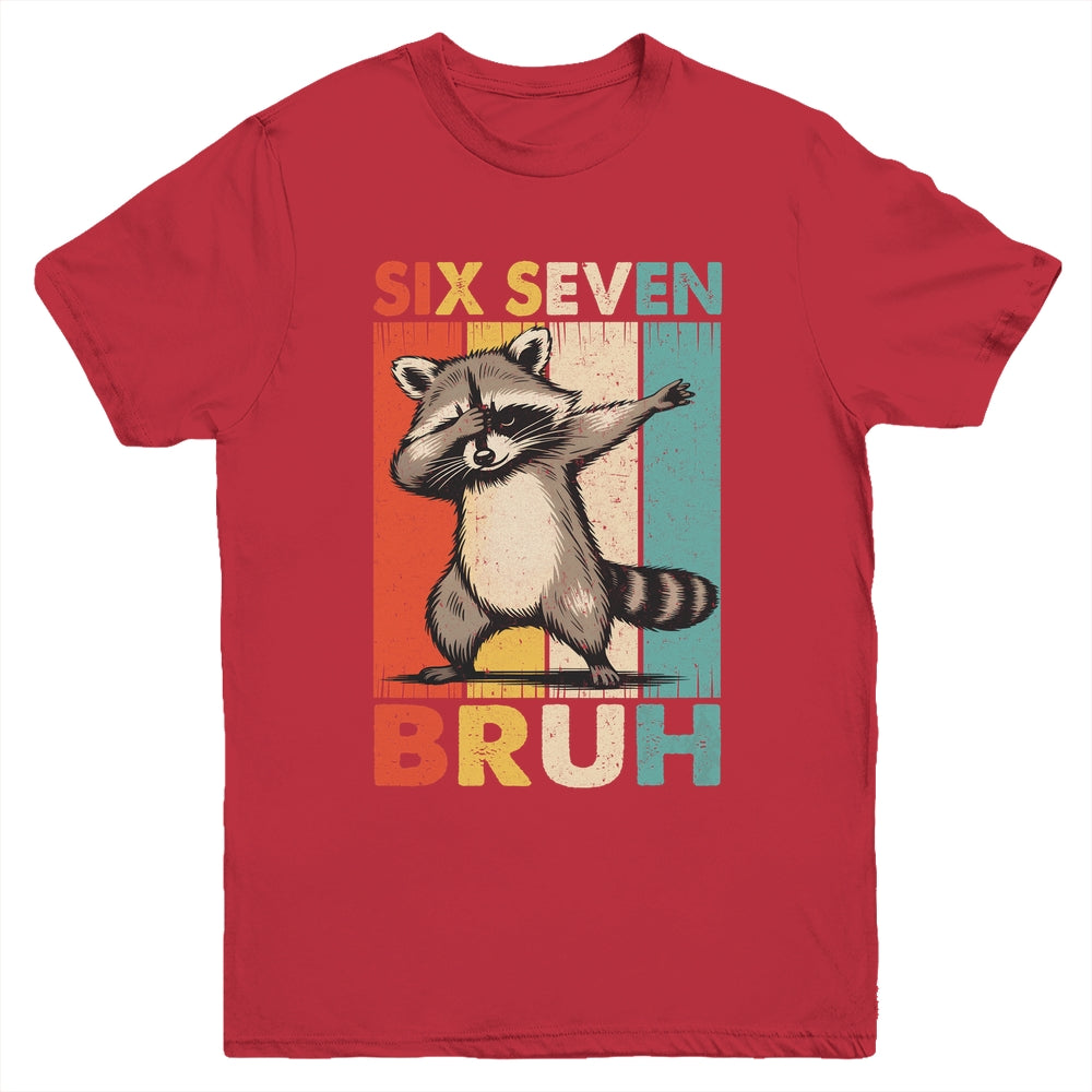 Funny 67 Meme Boys Kids 6 7 Dabbing Six Seven Bruh Raccoon Youth Shirt | teecentury
