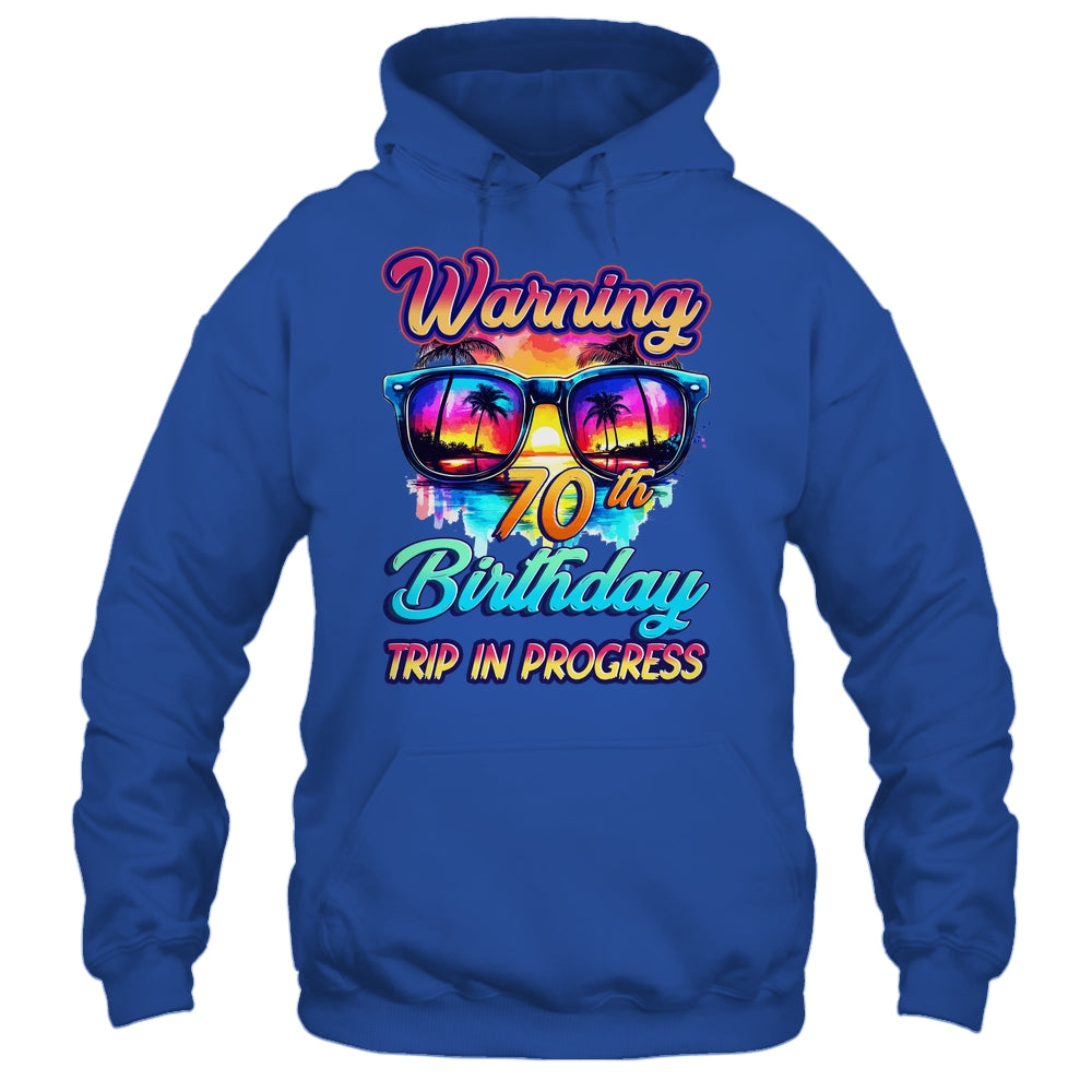 Funny 70 Years Old Warning 70th Birthday Trip In Progress Shirt & Tank Top | teecentury