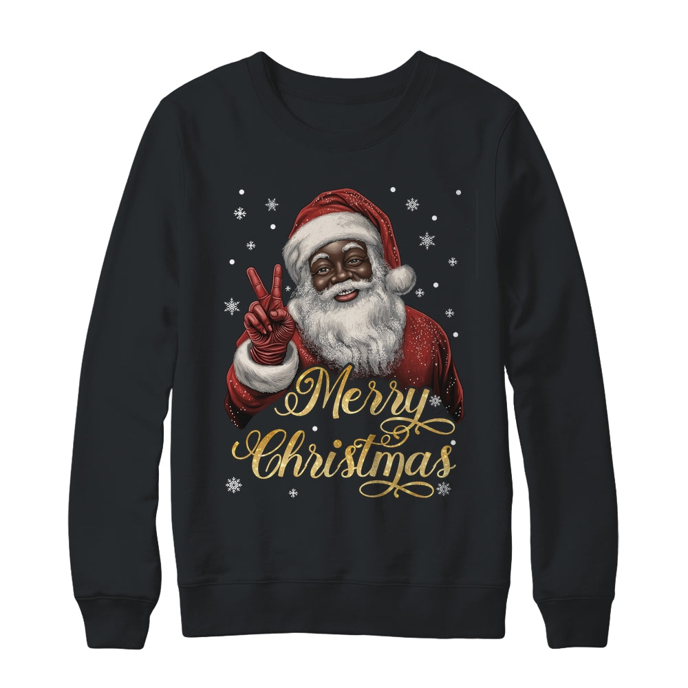 Funny African American Santa Christmas Family Matching Men Shirt & Sweatshirt | teecentury