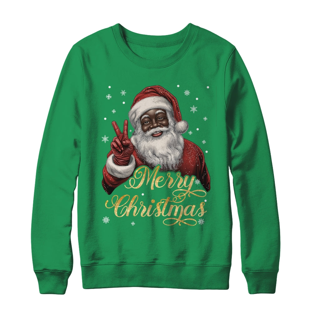Funny African American Santa Christmas Family Matching Men Shirt & Sweatshirt | teecentury