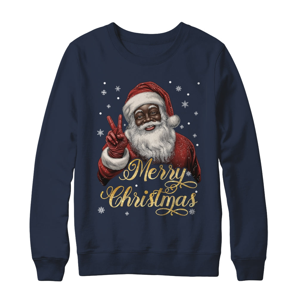 Funny African American Santa Christmas Family Matching Men Shirt & Sweatshirt | teecentury