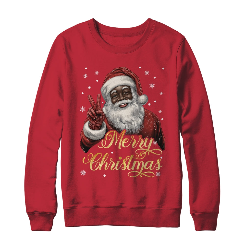 Funny African American Santa Christmas Family Matching Men Shirt & Sweatshirt | teecentury
